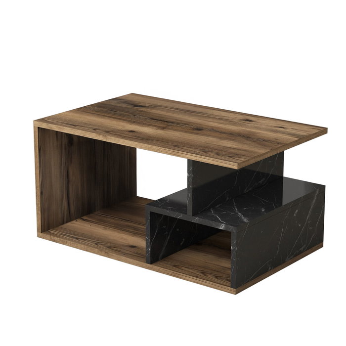 Hanah Home Arte 2040 Mesa de centro Nogal oscuro y mármol negro